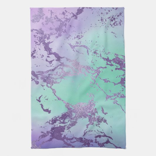 Linge De Cuisine Marbre chic | Lavande violet et vert menthe (Vertical)