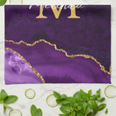 Linge De Cuisine Marbre d'agate violet et or (Plié)