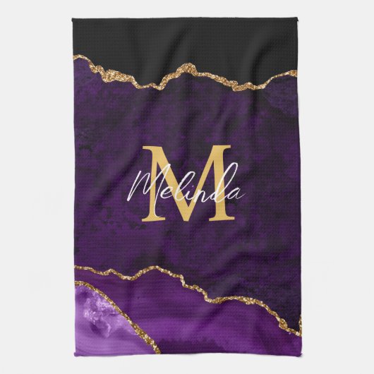 Linge De Cuisine Marbre d'agate violet et or (Vertical)