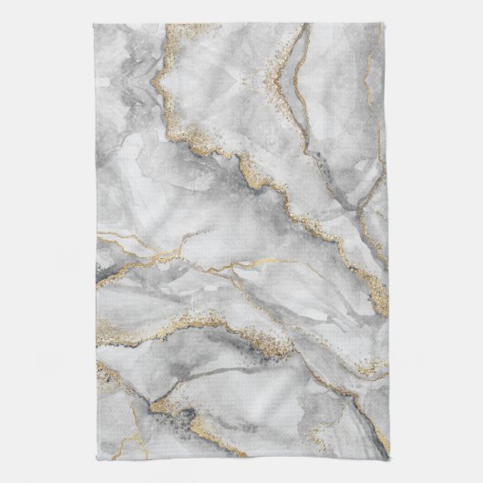 Linge De Cuisine Marbre d'argent blanc or assez (Vertical)