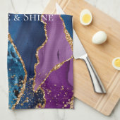 Linge De Cuisine Marbre de Parties scintillant bleu bleu turquoise (Quart Plié)