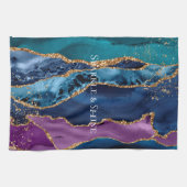 Linge De Cuisine Marbre de Parties scintillant bleu bleu turquoise (Horizontal)