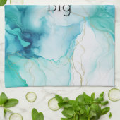 Linge De Cuisine Marbre d'encre Mint Aqua (Plié)