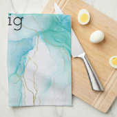 Linge De Cuisine Marbre d'encre Mint Aqua (Quart Plié)