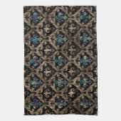 Linge De Cuisine Marbre et or motif Fleur de lis (Vertical)