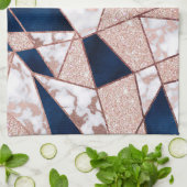 Linge De Cuisine Marbre géométrique de la Parties scintillant Rose  (Plié)