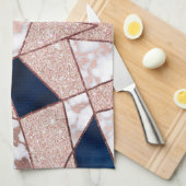 Linge De Cuisine Marbre géométrique de la Parties scintillant Rose  (Quart Plié)