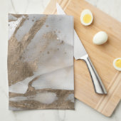 Linge De Cuisine Marbre liquide - perle et or (Quart Plié)