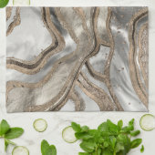 Linge De Cuisine Marbre liquide - perle et or (Plié)