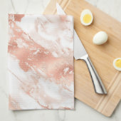 Linge De Cuisine Marbre moderne blanc et or rose (Quart Plié)