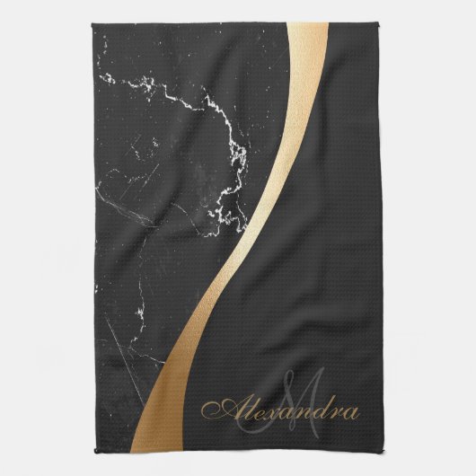 Linge De Cuisine Marbre noir (Vertical)