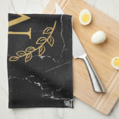 Linge De Cuisine Marbre noir (Quart Plié)