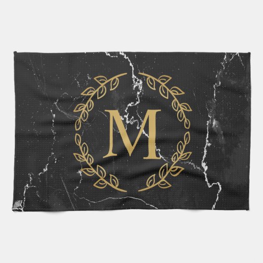 Linge De Cuisine Marbre noir (Horizontal)