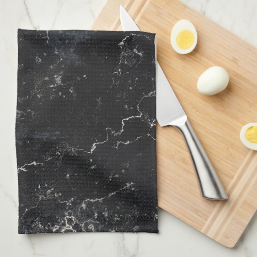 Linge De Cuisine Marbre noir (Quart Plié)