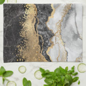 Linge De Cuisine Marbre noir avec or assez (Plié)