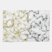 Linge De Cuisine Marbre noir blanc or éclatant flocons texture (Horizontal)