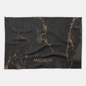 Linge De Cuisine Marbre noir d'or (Horizontal)
