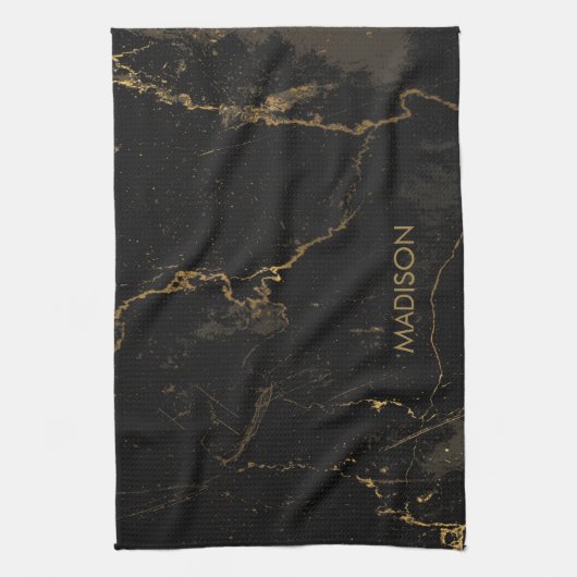 Linge De Cuisine Marbre noir d'or (Vertical)