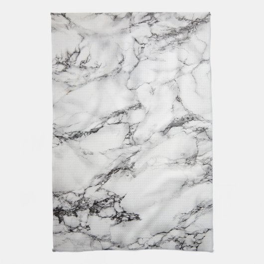 Linge De Cuisine marbre noir et blanc (Vertical)