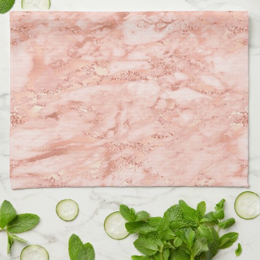 Linge De Cuisine Marbre or rose 7 (Plié)