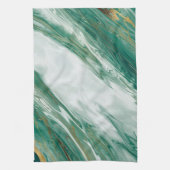 Linge De Cuisine Marbre peint accentué vert d'or vert de jade (Vertical)