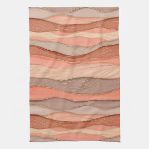 Linge De Cuisine Marbre Sienne Brûlée avec Accents de Veines Dorées