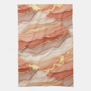 Linge De Cuisine Marbre Sienne Veiné D'or Luxe Artistique