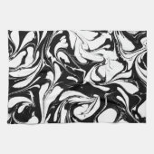 Linge De Cuisine Marbre Tourbillonnant Noir Et Blanc Motif (Horizontal)