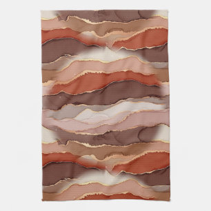 Linge De Cuisine Marbre Veine d'Or Terracotta - Luxe Chaud