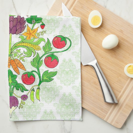 Linge De Cuisine Marché Fraîche Damas (Quart Plié)