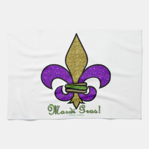 Linge De Cuisine Mardi Gras Coloré Fleur De Lis