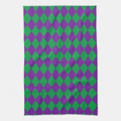 LINGE DE CUISINE MARDI GRAS DIAMOND MOTIF VERT PURPLE (Vertical)