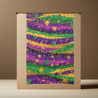 Linge De Cuisine Mardi gras Purple Green Gold Stars Stripes Vibrant