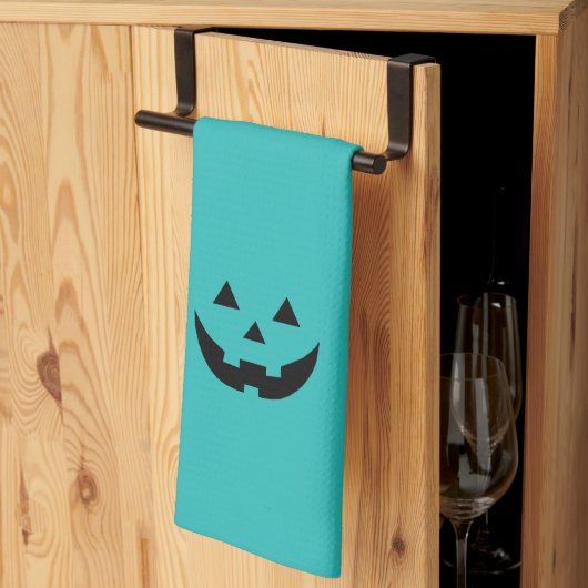 Linge De Cuisine Mare turquoise Jack-o'-lantern citrouille face Hal (Pliage en tiers)