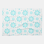Linge De Cuisine Marguerite délicate blanche et turquoise, point mo (Horizontal)
