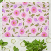 Linge De Cuisine Marguerite lilas rose  (Plié)
