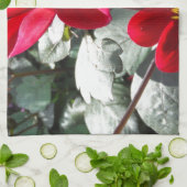 Linge De Cuisine marguerite rose chaud rouge / marguerites fleurs (Plié)