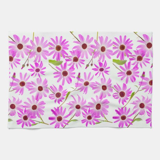 Linge De Cuisine Marguerites roses (Horizontal)