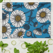 Linge De Cuisine Marguerites sur bleu (Plié)