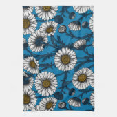 Linge De Cuisine Marguerites sur bleu (Vertical)
