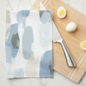 Linge De Cuisine Mariage Abstrait Crème Blanc Bleu (Quart Plié)