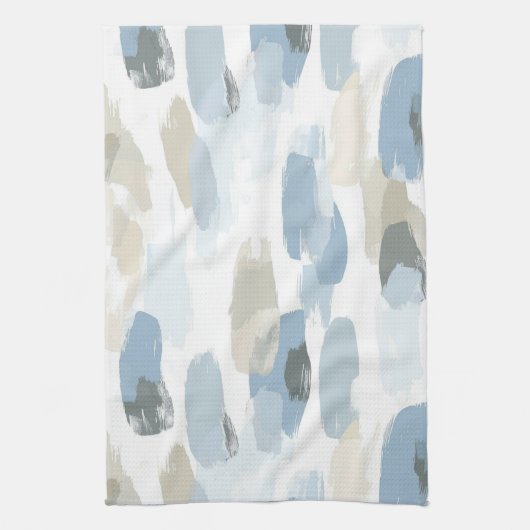 Linge De Cuisine Mariage Abstrait Crème Bleu Blanc (Vertical)