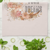 Linge De Cuisine Mariage Boho Doré Rose Foncé Floral (Plié)