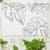 Linge De Cuisine Mariage botanique noir de Monstera (Plié)