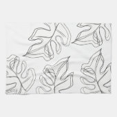 Linge De Cuisine Mariage botanique noir de Monstera (Horizontal)
