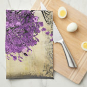 Linge De Cuisine Mariage de feuille d'arbre de coeur violet radiant (Quart Plié)