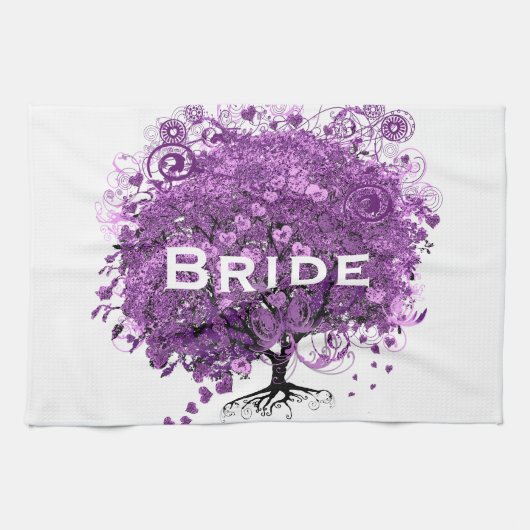 Linge De Cuisine Mariage de feuille de coeur pourpre de forêt (Horizontal)