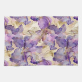 Linge De Cuisine Mariage Fleuris Iris Violet Doré Romantique (Horizontal)