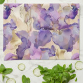 Linge De Cuisine Mariage Fleuris Iris Violet Or Romantique (Plié)