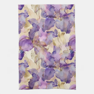 Linge De Cuisine Mariage Floral Iris Violet Or Romantique